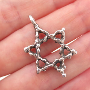 925 Sterling Silver Vintage Star of David Oxidized Charm Pendant