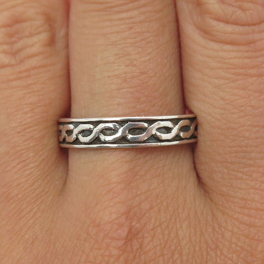 THE MORNING AFTER 925 Sterling Silver Vintage Chain Link Band Ring Size 11.25