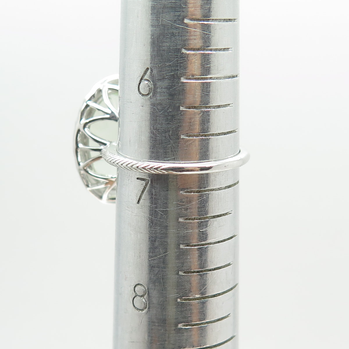 925 Sterling Silver Oval-Cut Green Amethyst Gemstone Twisted Ring Size 6.75