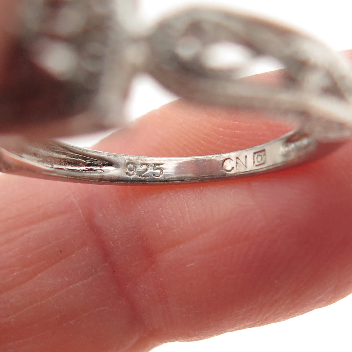 925 Sterling Silver Real Round-Cut Diamond Engagement Ring Size 7