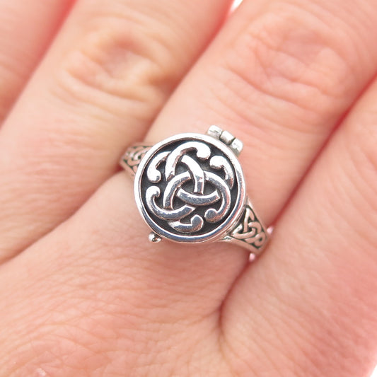 PETER STONE 925 Sterling Silver Vintage Celtic Knot Oxidized Poison Ring Size 8