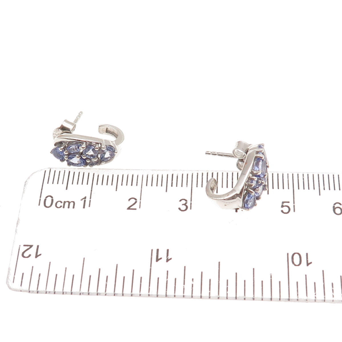 Chuck Clemency 925 Sterling Silver Real Multi-Cut Tanzanite Cluster Earrings