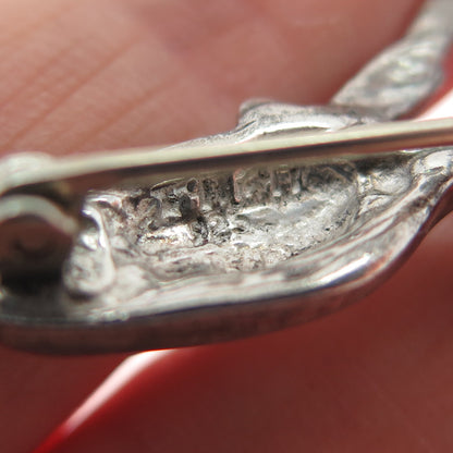 925 Sterling Silver Vintage Mexico Elegant Lady Oxidized Pin Brooch