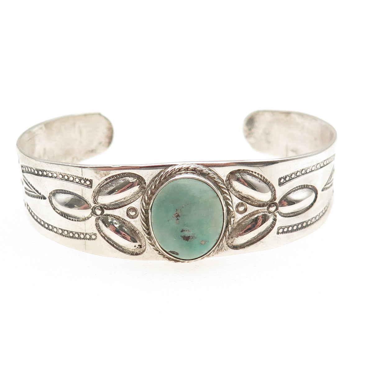 Old Pawn 925 Sterling Silver Vintage Tyrone Turquoise Adjustable Bracelet 6.5"