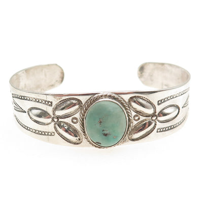 Old Pawn 925 Sterling Silver Vintage Tyrone Turquoise Adjustable Bracelet 6.5"