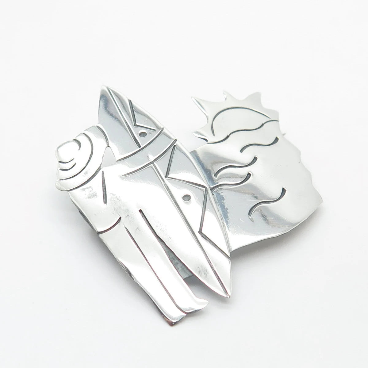 925 Sterling Silver Vintage Mexico Surfing Pin Brooch