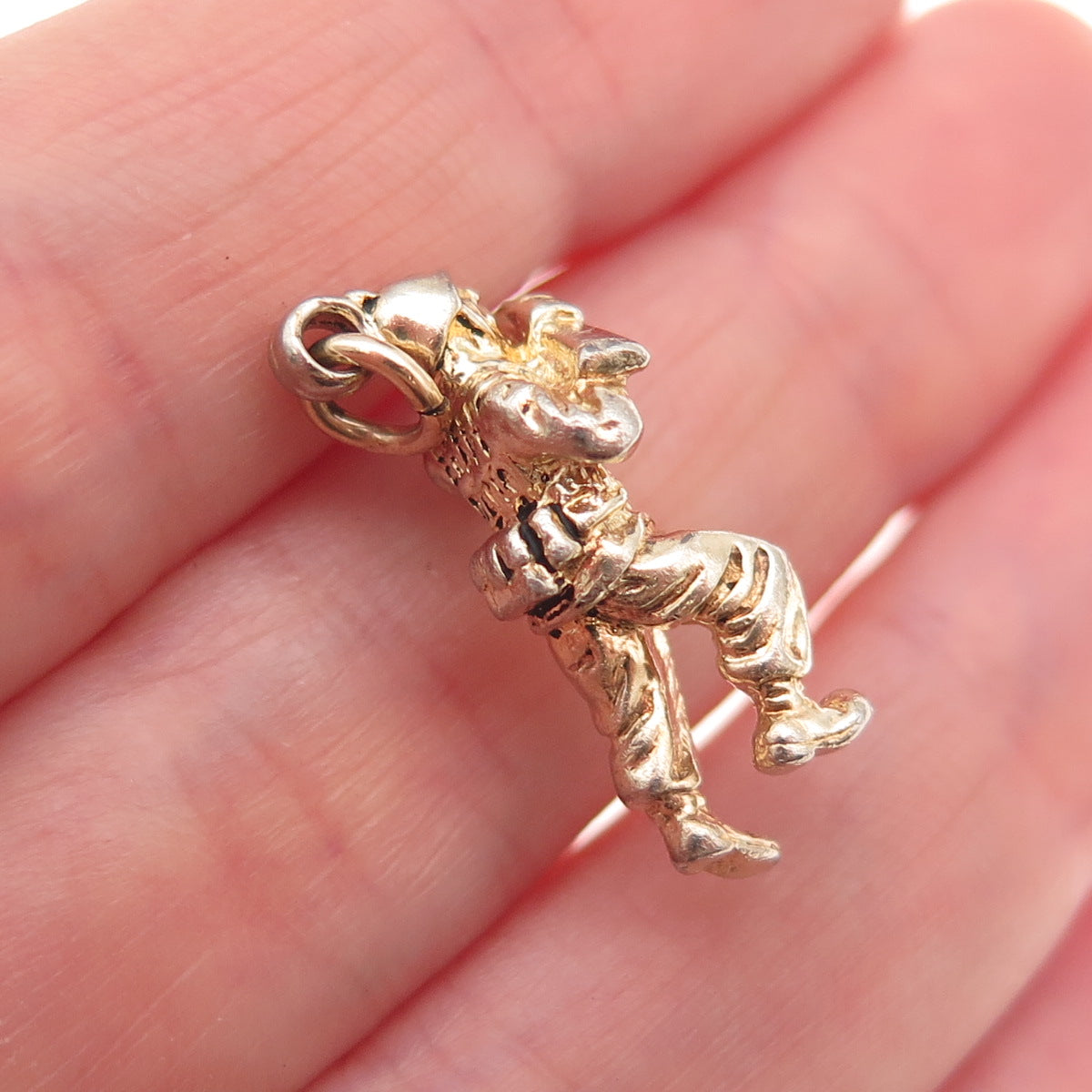 Crest Craft 925 Sterling Silver Gold Pated Vintage Soldier 3D Charm Pendant