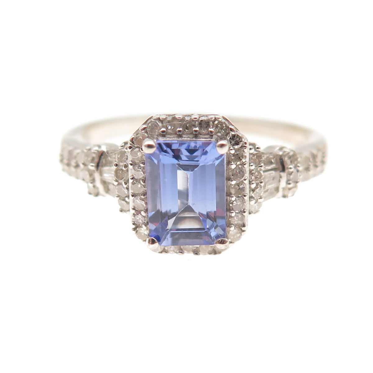 D'Joy 925 Sterling Silver Real Diamond & Tanzanite Ring Size 8