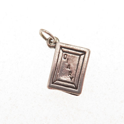 Sunwest 925 Sterling Silver Vintage Diary Book Oxidized Charm Pendant