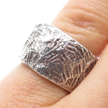 BRIM BITER 925 Sterling Silver Vintage Modernist Oxidized Band Ring Size 6