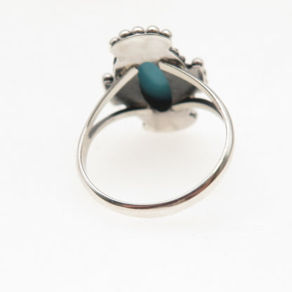 925 Sterling Silver Vintage Real Tyrone Turquoise Oxidized Ring Size 6.5