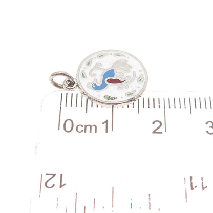 FRENCH & FRANKLIN 925 Sterling Silver Vintage Enamel Dutch Hex Sign Mini Pendant