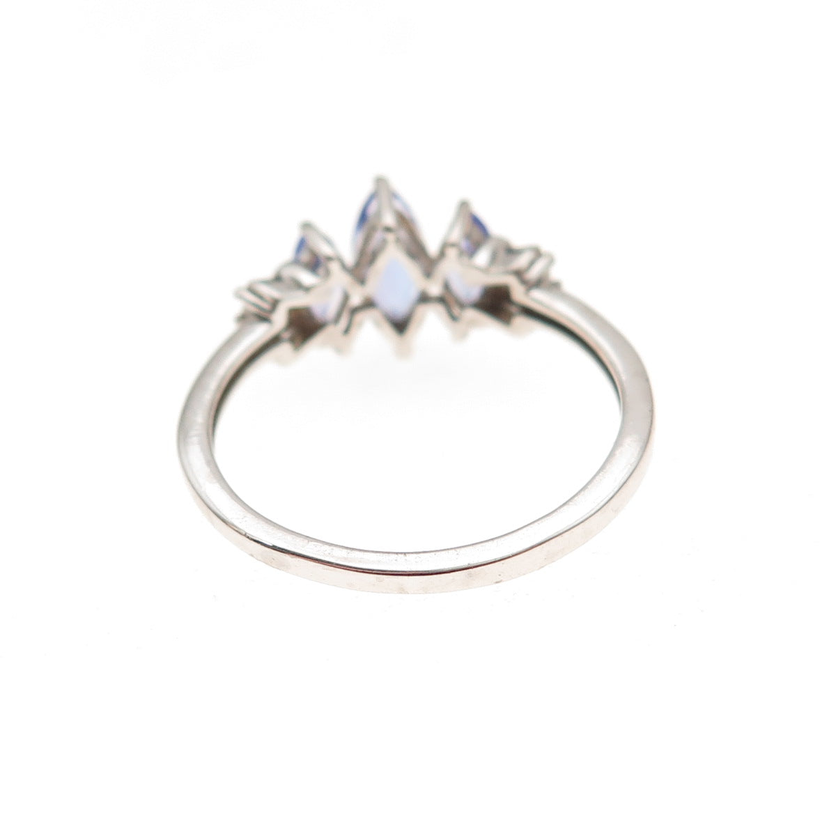 Chuck Clemency 925 Sterling Silver Real Tanzanite & White Topaz Ring Size 8