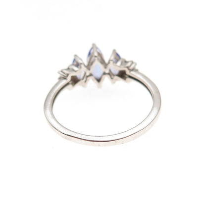 Chuck Clemency 925 Sterling Silver Real Tanzanite & White Topaz Ring Size 8