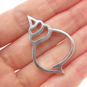 925 Sterling Silver Vintage Snail Shell Modernist Slide Pendant