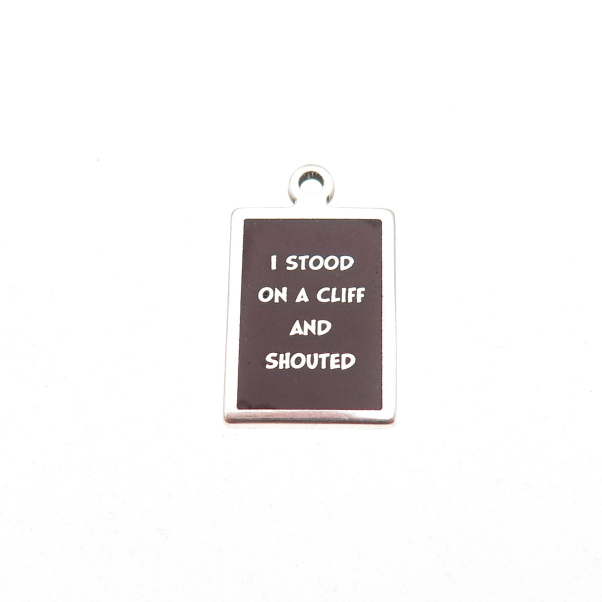 925 Sterling Silver Vintage Enamel I Stood On A Cliff & Shouted Charm Pendant