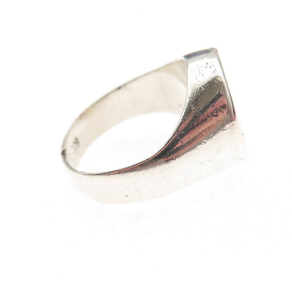 800 Silver Antique Art Deco Engraved MR Monogram Signet Ring Size 8.5