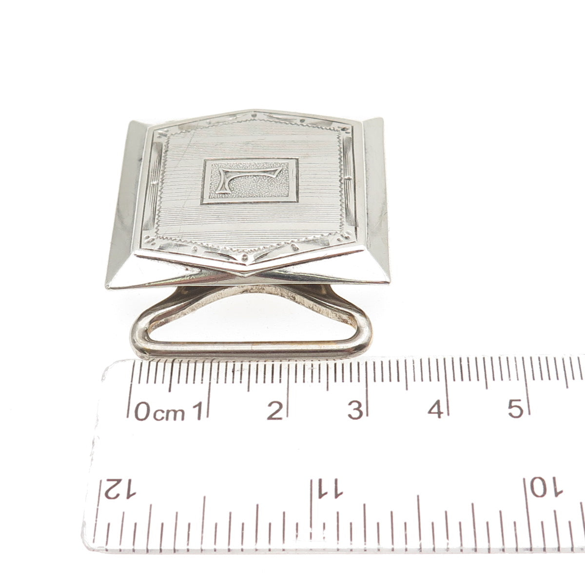 925 Sterling Silver Antique Art Deco Engraved Letter L Initial Belt Buckle