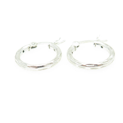 HAN 925 Sterling Silver Textured Hoop Earrings