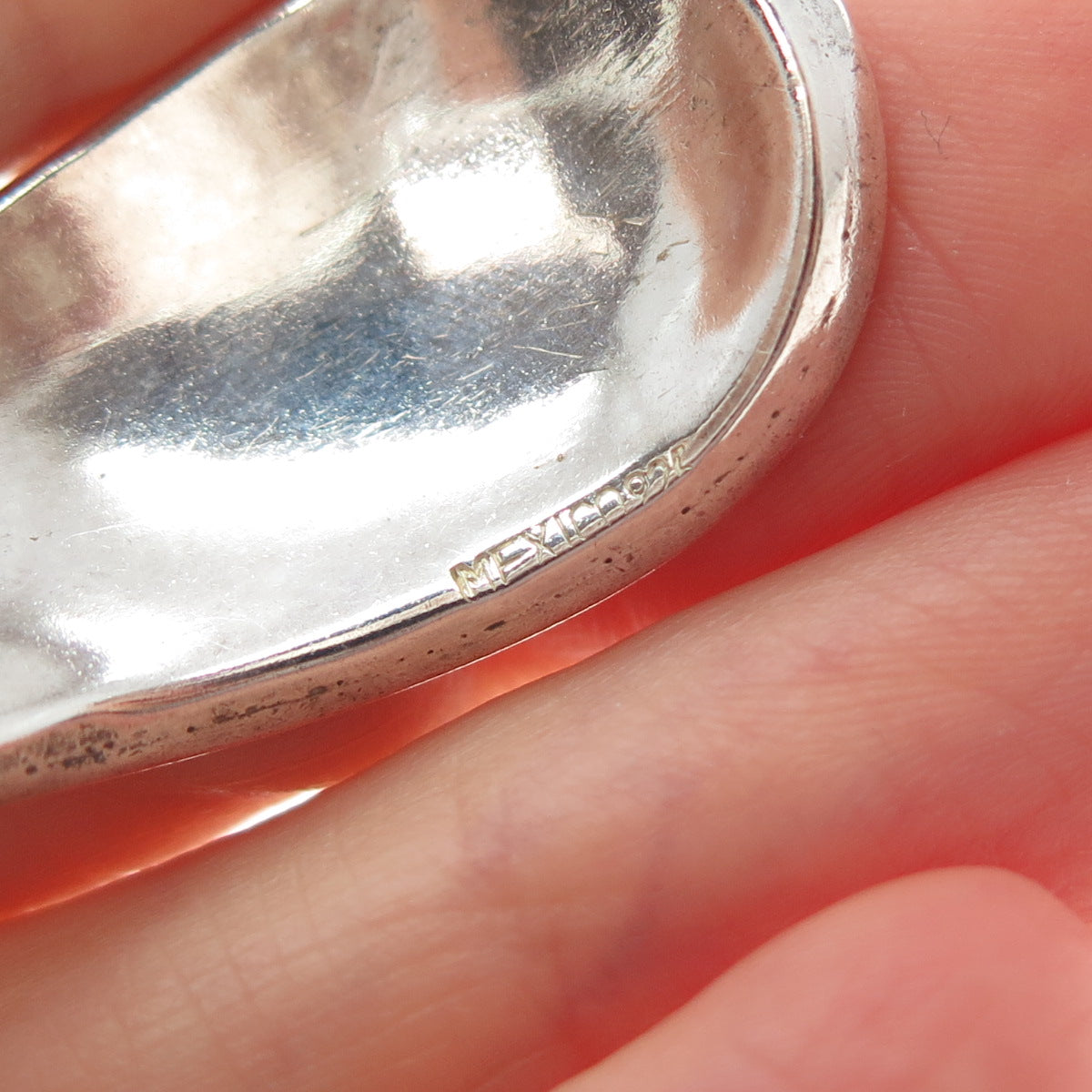 925 Sterling Silver Vintage Mexico Modernist Wavy Adjustable Cuff Bracelet 7"