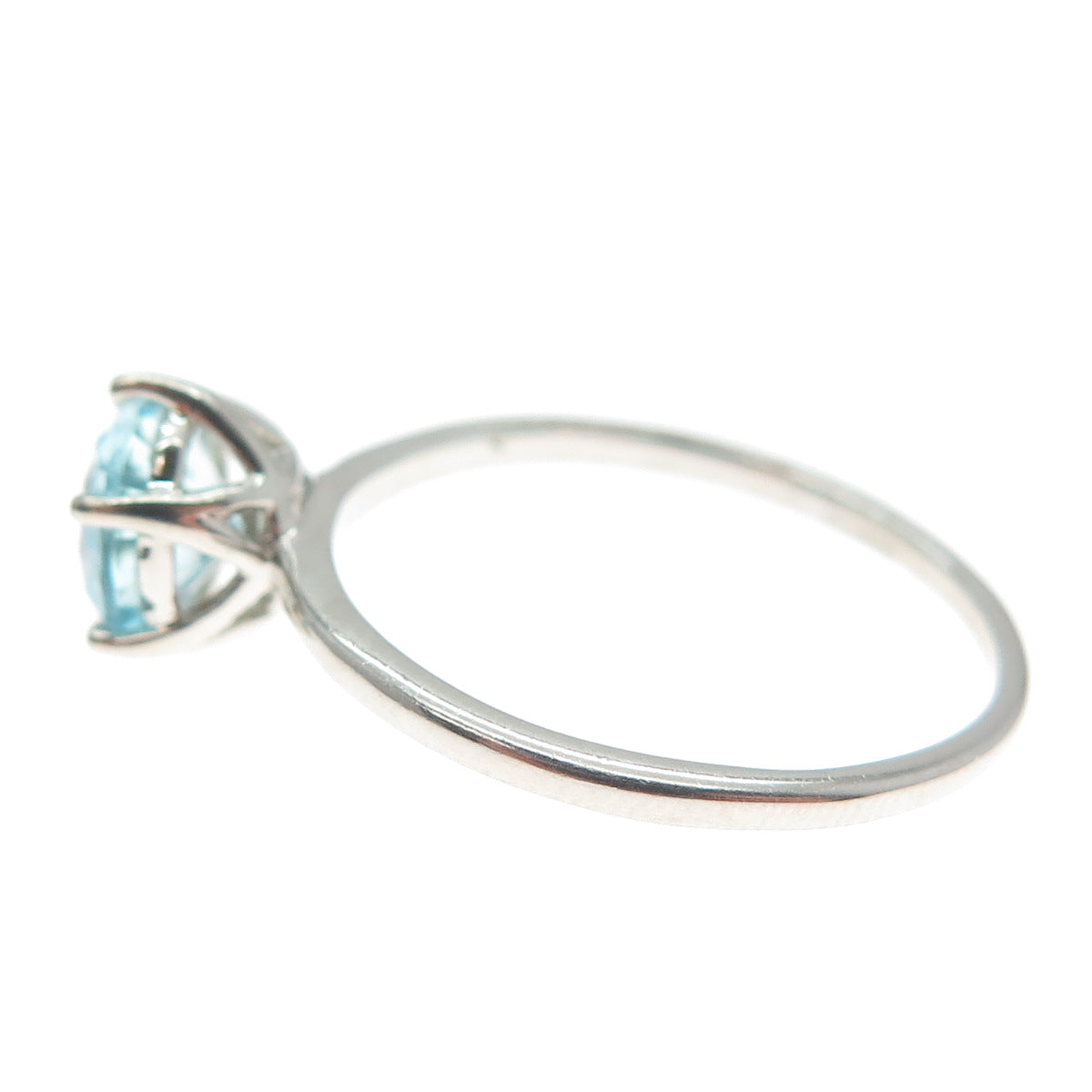 DAZZLERS 925 Sterling Silver Round-Cut Nano Blue Topaz Ring Size 9