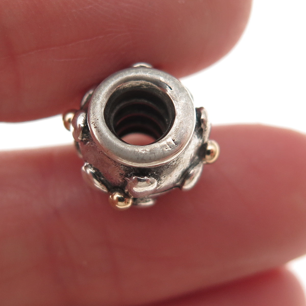 Pandora 925 Sterling Silver & Gold Tivoli Flower Slide Bead Charm