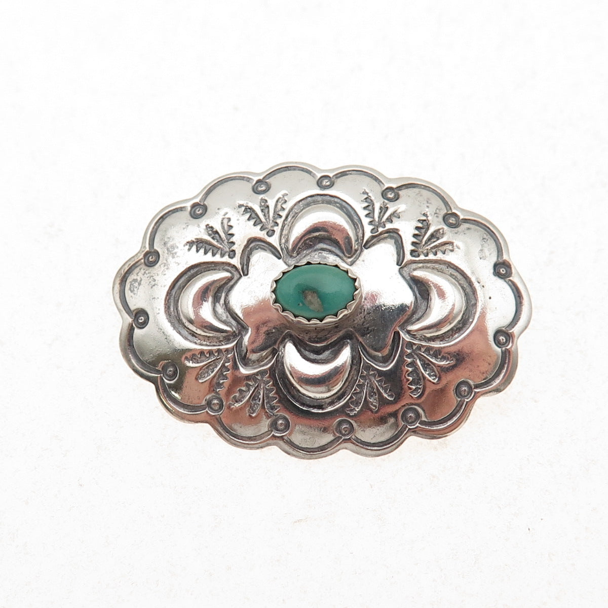 Anderson Parkett Navajo Old Pawn Sterling Silver Vintage Turquoise Pin Brooch