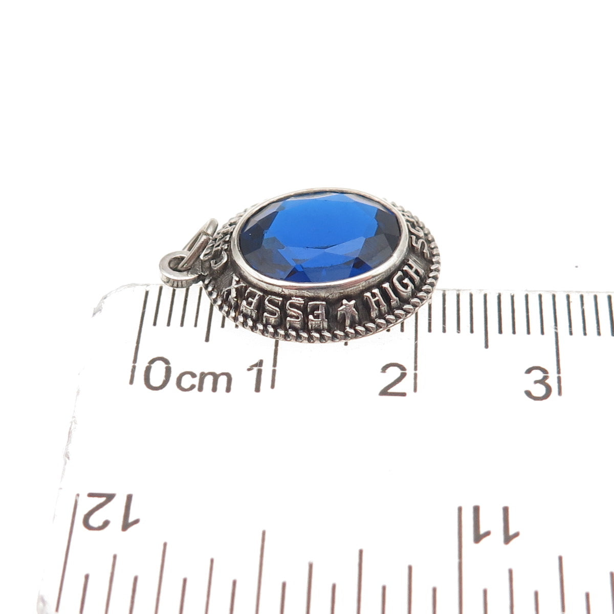 925 Sterling Vintage '67 Lab-Created Sapphire Essex Catholic High School Pendant