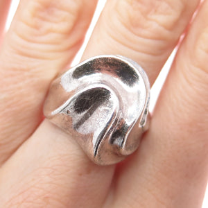 CHAPAL ZENRAY 925 Sterling Silver Vintage Modernist Wavy Oxidized Ring Size 8.25