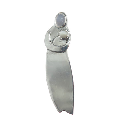 GFMW Great Falls Metal Works Sterling Vintage Moonstone Onyx Mom & Child Brooch