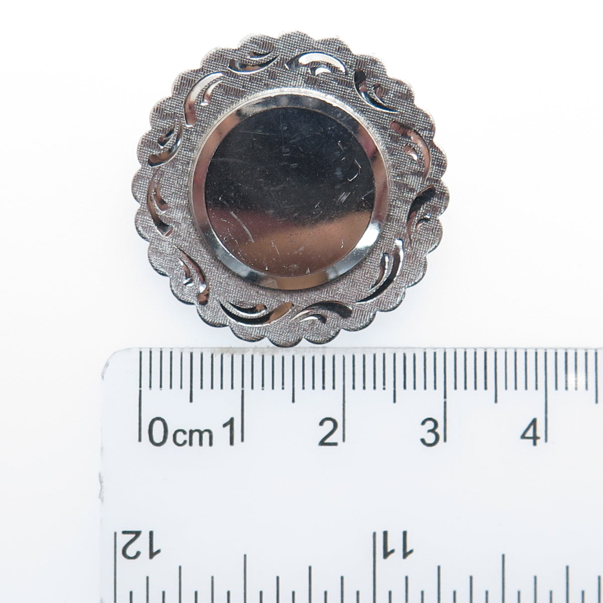 LAMODE 925 Sterling Silver Vintage Engravable Flower Pin Brooch