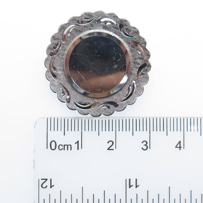 LAMODE 925 Sterling Silver Vintage Engravable Flower Pin Brooch
