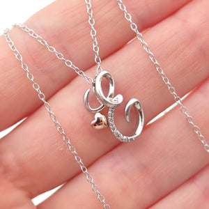 Alwand Vahan 925 Sterling 14K Gold Real Diamond I Am Loved Letter E Necklace 18"