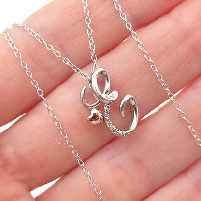 Alwand Vahan 925 Sterling 14K Gold Real Diamond I Am Loved Letter E Necklace 18"