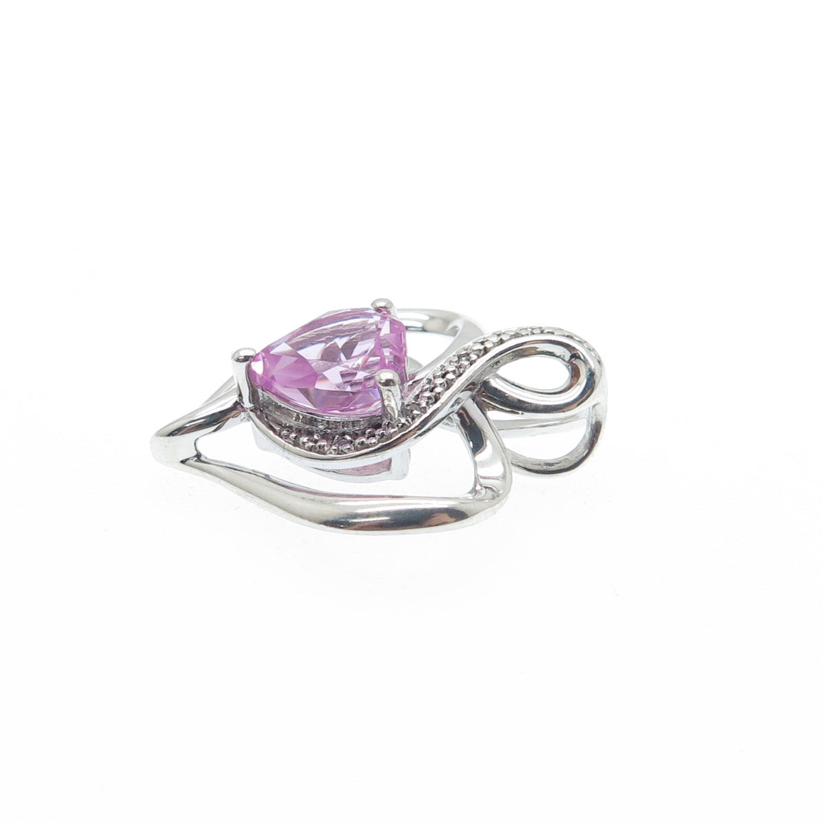 RL RICHLINE 925 Sterling Real Diamond & Pink Topaz Heart Minimalist Pendant