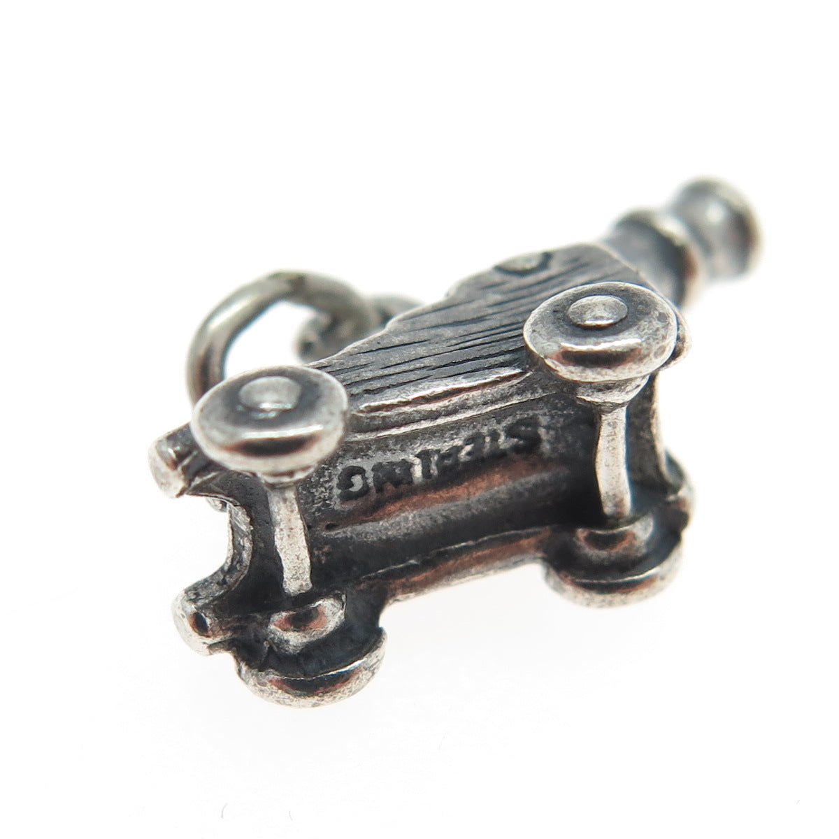 925 Sterling Silver Vintage Artillery 3D Charm Pendant