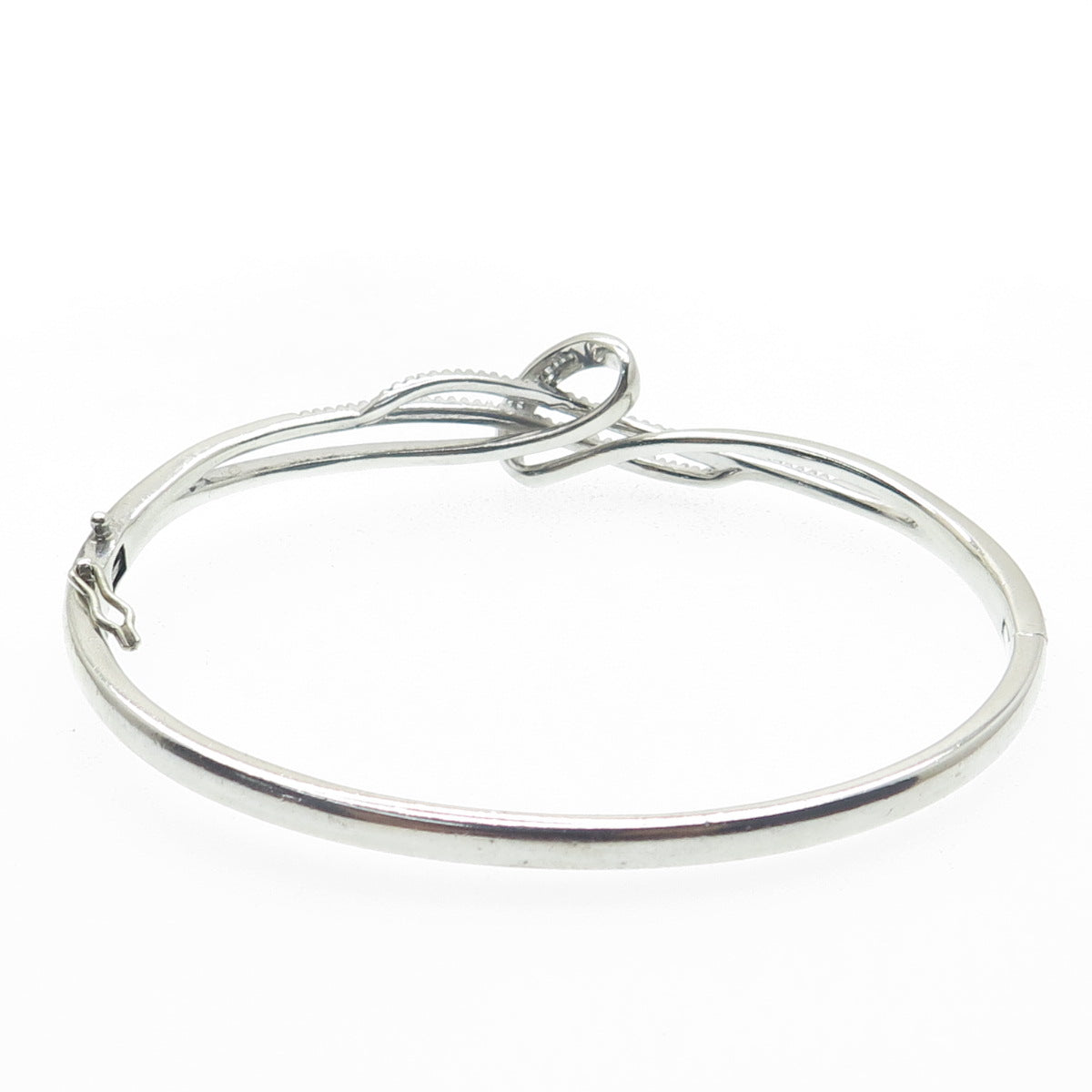 SUN Sterling Silver Real Round Tapered Baguette-Cut Diamond Bangle Bracelet 7.5"