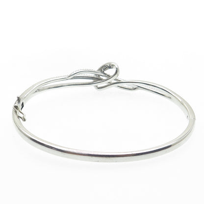 SUN Sterling Silver Real Round Tapered Baguette-Cut Diamond Bangle Bracelet 7.5"