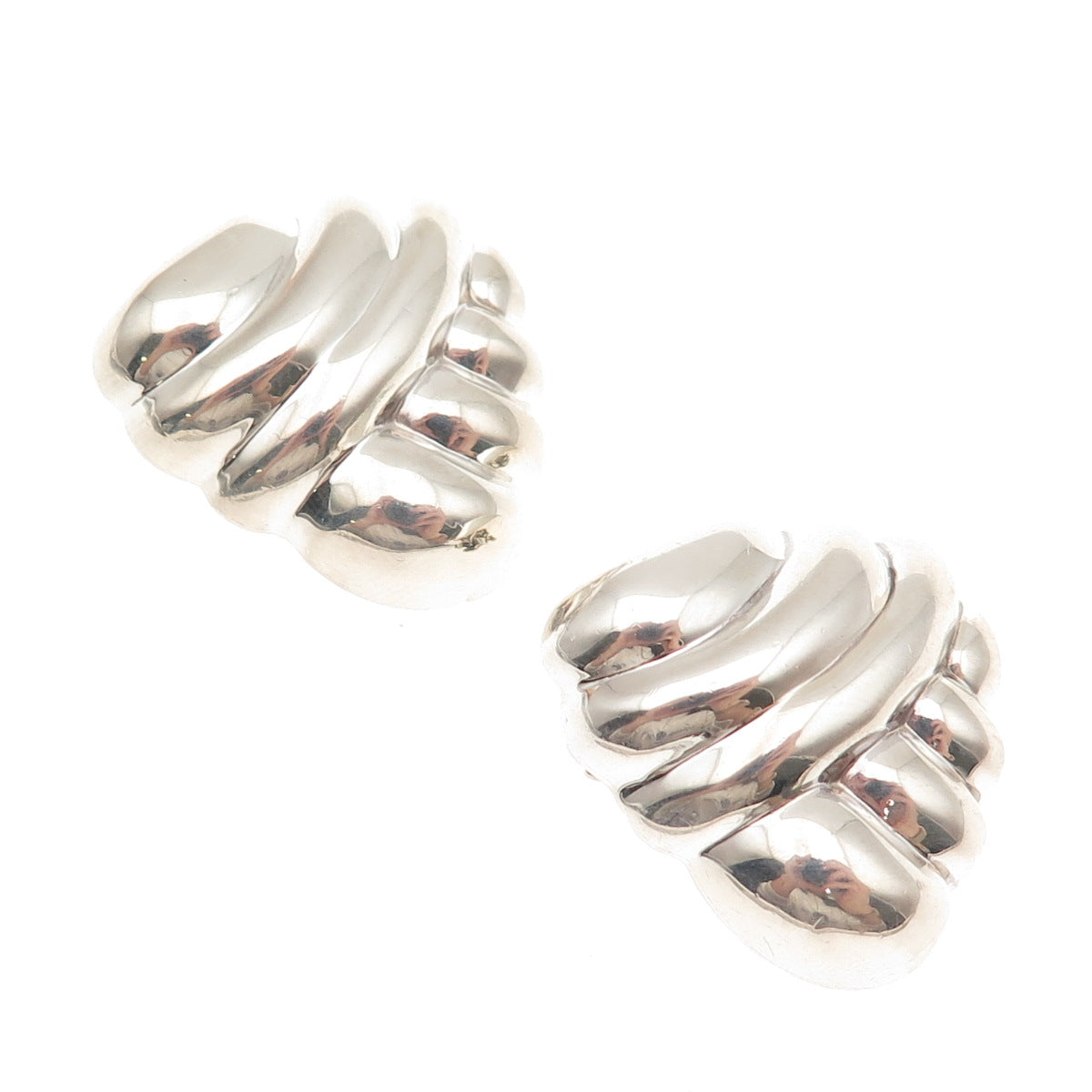 925 Sterling Silver Vintage Mexico Modernist Clip On Earrings