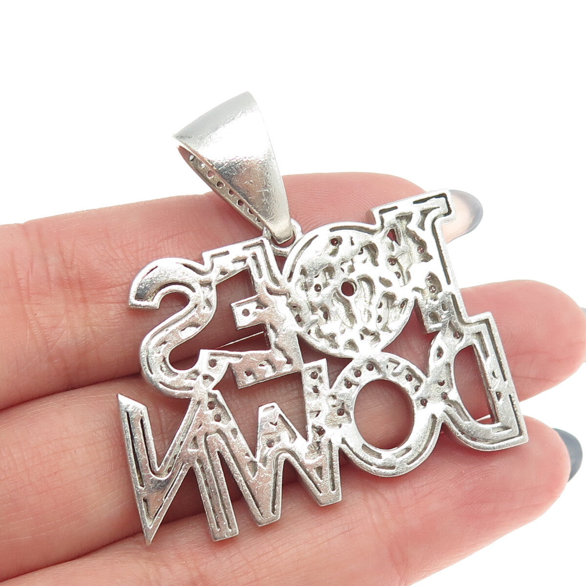 925 Sterling Silver Round-Cut C Z "Toes Down" Pendant
