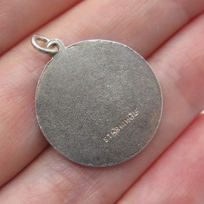 LAMOND FILS 925 Sterling Silver Vintage Enamel Nassau Carriage Charm Pendant