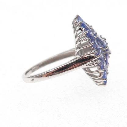 Chuck Clemency 925 Sterling Silver Real Multi-Cut Tanzanite Ring Size 8