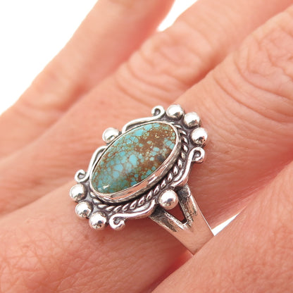 Bell Trading Post Old Pawn 925 Sterling Silver Vintage Turquoise Ring Size 8.5