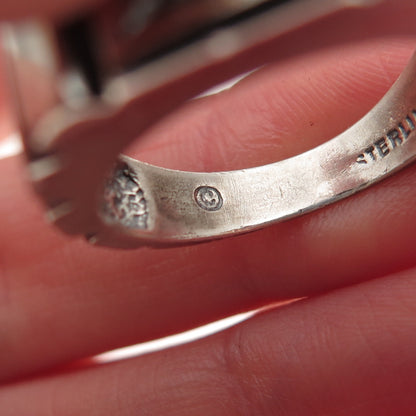 925 Sterling Silver Vintage Round-Cut C Z Oxidized Ring Size 8.75