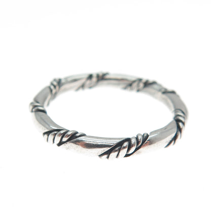 925 Sterling Silver Vintage Twisted Rope Oxidized Band Ring Size 7.5
