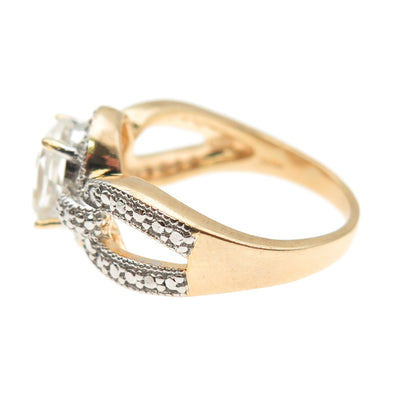 DBJ Dee Berkle Sterling Silver Gold Plated Real Oval-Cut White Topaz Ring Size 9