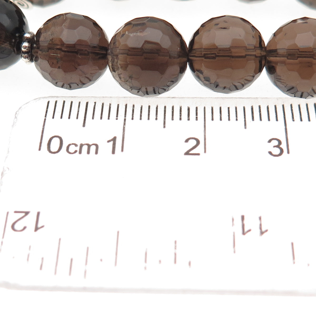 925 Sterling Silver Vintage Real Smoky Quartz Ball Beaded Necklace 16-18"