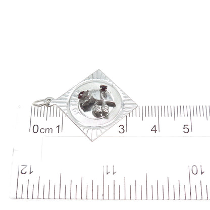 M&M MARK MERCY Sterling Silver Vintage Rhinestone Mother Flower Charm Pendant