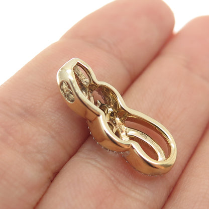 JANE SEYMOUR 925 Sterling Silver Gold Plated Real Diamond Mini Slide Pendant