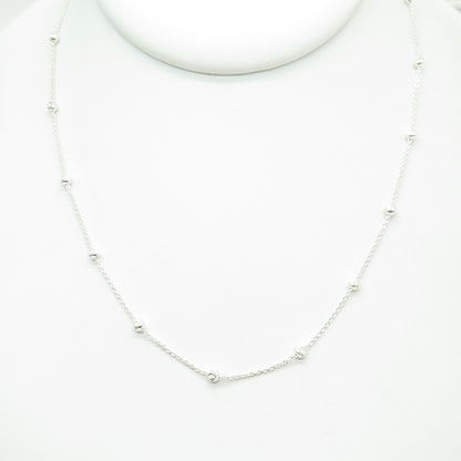 925 Sterling Silver Italy Diamond-Cut Ball Station Cable Chain Necklace 16"